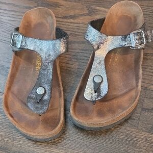 Birkenstock Womens Sandals in Glittery Silver